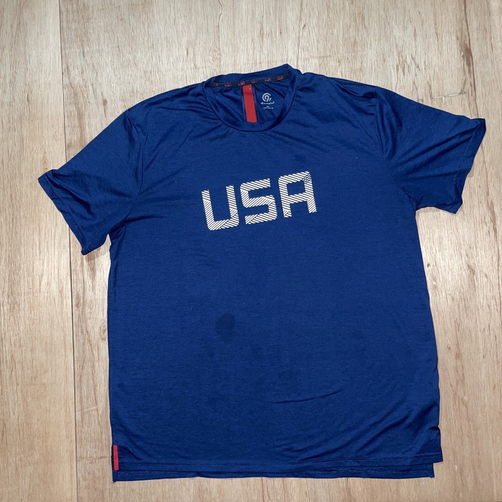 Team USA T Shirt Mens 2XL Blue Short Sleeve Crew Neck Champion